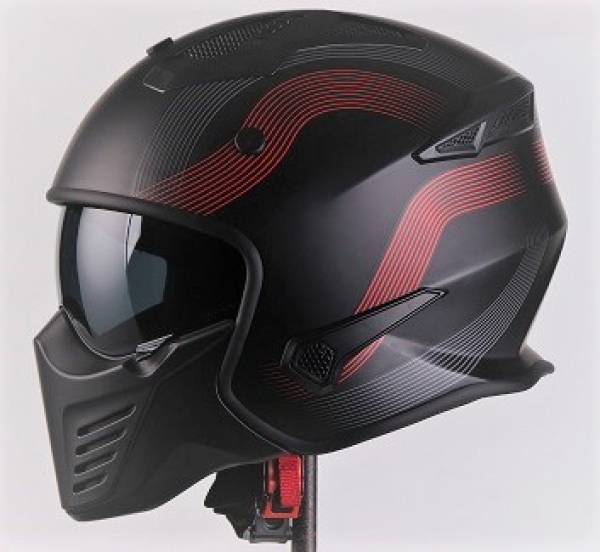 Helm VITO JET BRUZANO schwarz-matt/rot